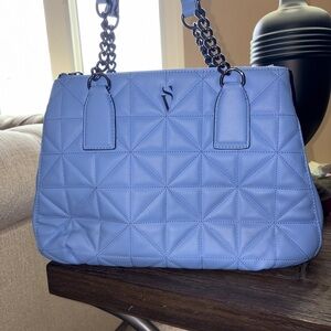 Vera Wang Powder Blue Quilted Shoulder Bag with Gun Metal Chain